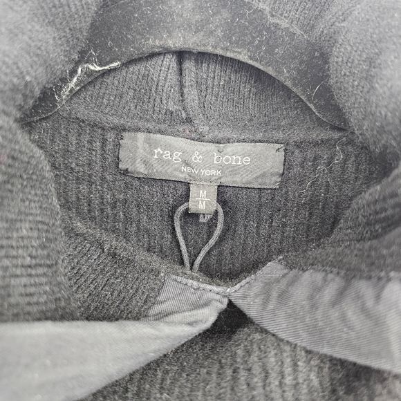 rag & bone Andrew Military Hoodie Black Merino Wool Size M - Picture 5 of 9